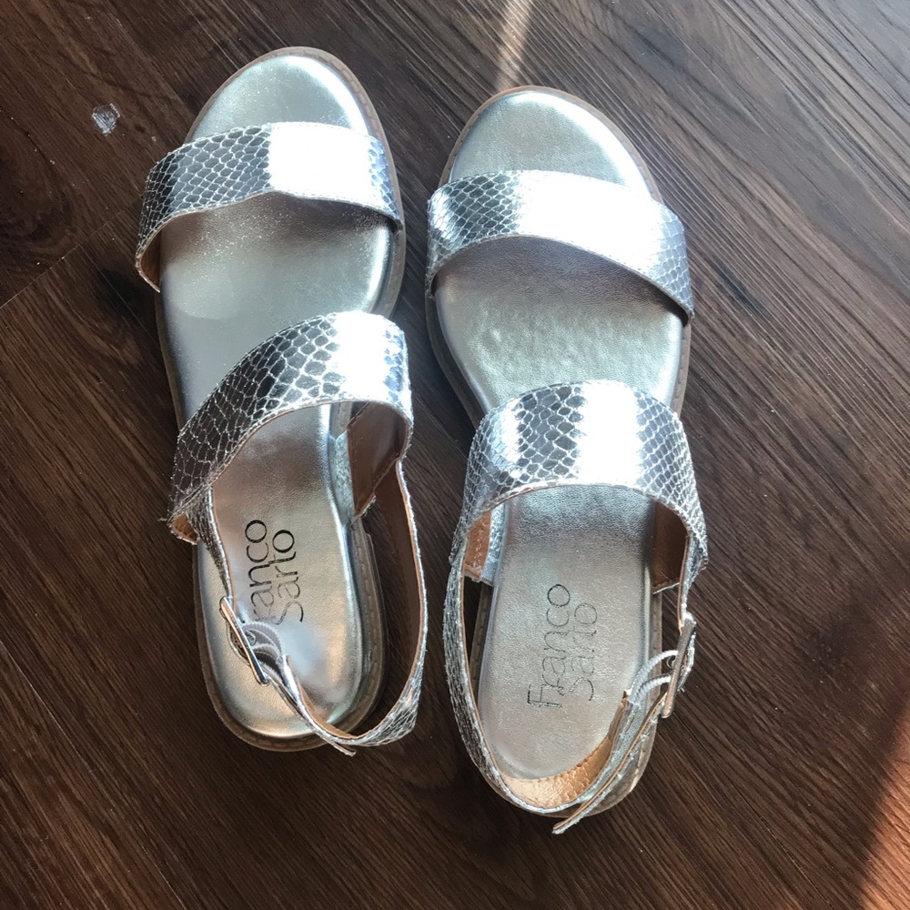 Franco Sarto silver metallic sandals size 7